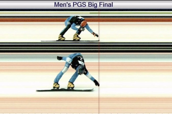 이상호의 우승을 결정한 포토 피니시. FIS X 영상 캡처