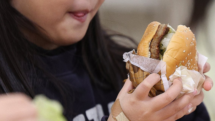 학교비정규직 파업…대체식으로 햄버거 받은 초등생. 연합뉴스