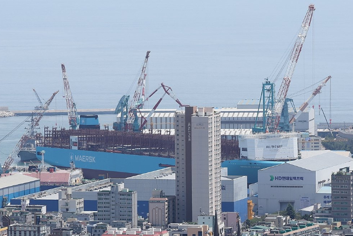 울산시 동구 HD현대중공업에서 건조 중인 선박. 연합뉴스