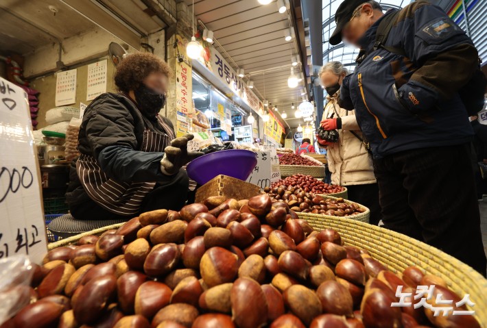 설 연휴를 앞둔 11일 서울 동대문구 청량리종합시장을 찾은 시민들이 장을 보고 있다.
