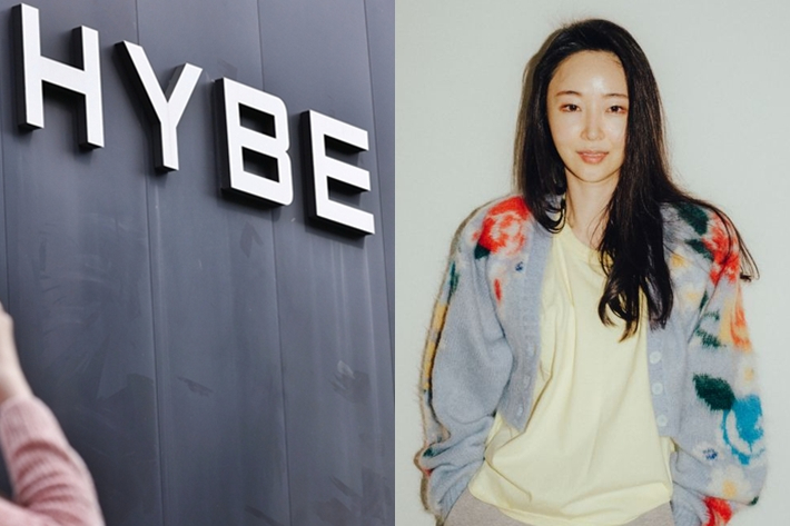 왼쪽부터 서울 용산구 하이브 사옥, 민희진 오케이레코즈 대표. 연합뉴스/오케이레코즈 제공