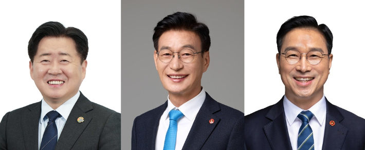 왼쪽부터 오영훈 지사, 문대림 의원, 위성곤 의원. 자료사진