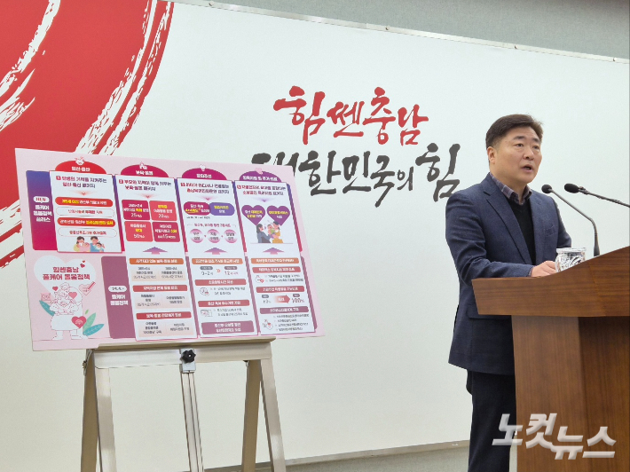 김종수 충남도 인구전략국장이 '힘쎈충남 풀케어 돌봄정책 플러스'의 주요 내용을 설명하고 있다. 김정남 기자
