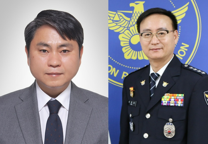 왼쪽부터 송영호·신효섭 경무관. 충북경찰청 제공