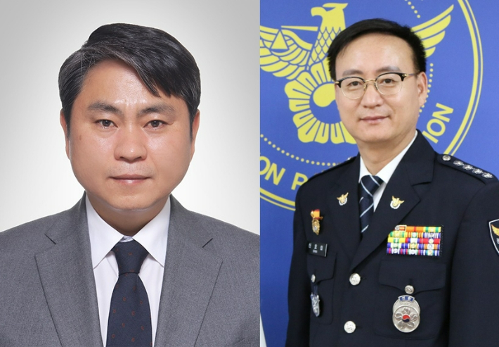 왼쪽부터 송영호·신효섭 경무관. 충북경찰청 제공