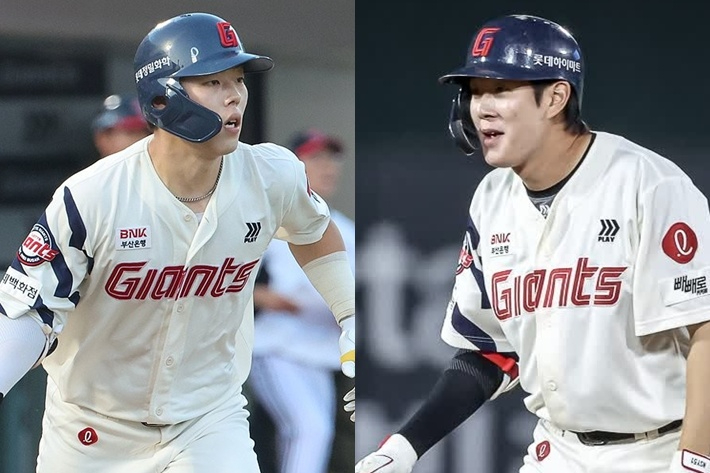 왼쪽부터 고승민, 나승엽. 연합뉴스·롯데 자이언츠 제공