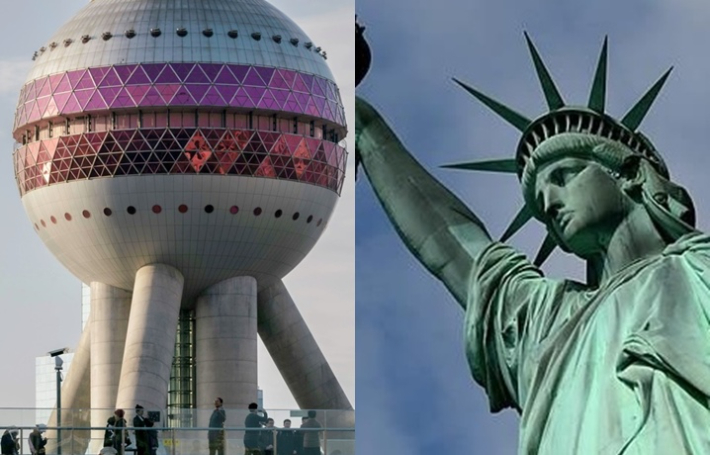 중국 동방명주탑·미국 자유의 여신상. 연합뉴스