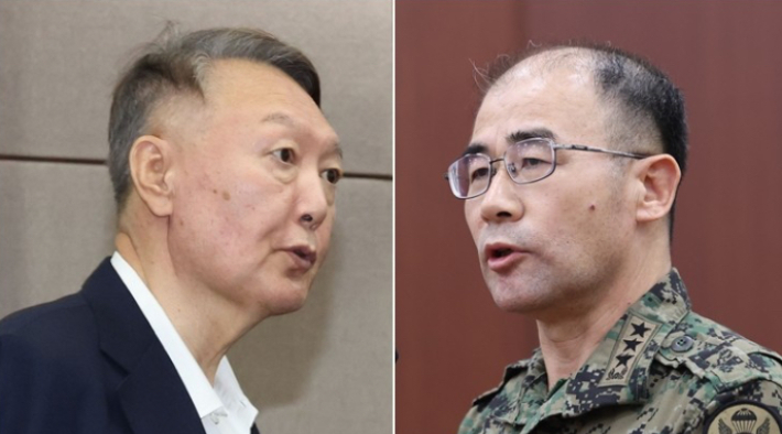 (좌) 윤석열 전 대통령 (우) 곽종근 전 사령관. 연합뉴스
