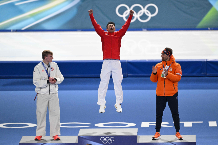 스피드 스케이팅 남자 1500m 메달 리스트. 연합뉴스
