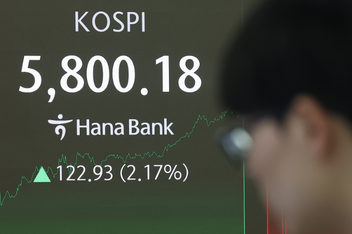 5800 뚫은 코스피. 연합뉴스