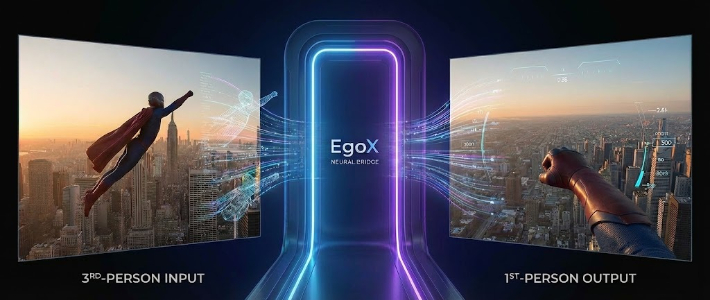 3인칭 시점을 1인칭으로 변환하는 EgoX기술(AI생성이미지). KAIST 제공