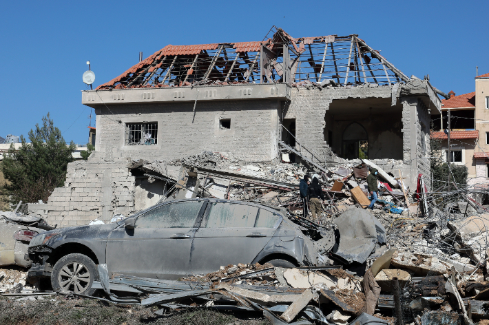 파괴된 레바논 건물. 연합뉴스