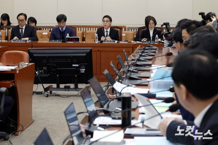 24일 서울 여의도 국회 대미투자특별법처리를위한특별위원회 전체회의에서 한미 전략적 투자 관리를 위한 특별법안 제정에 관한 공청회가 열리고 있다.