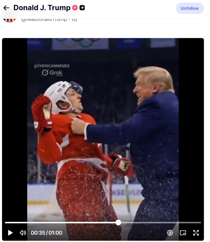 트럼프 대통령이 트루스 소셜에 올린 AI 동영상 캡처. 