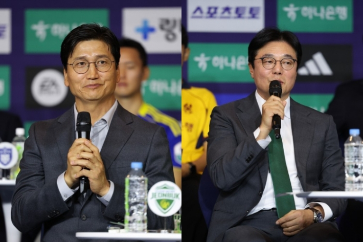 왼쪽부터 정정용 전북 현대 감독, 황선홍 대전 하나시티즌 감독. 한국프로축구연맹