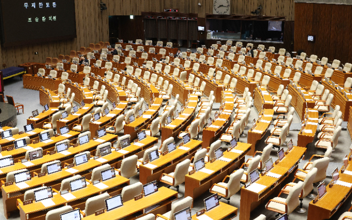 본회의장 빈자리. 연합뉴스