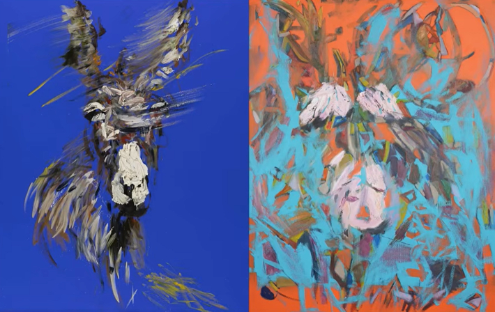 좌「당나귀 13」(2017년, 227.3×162.1cm) 우「당나귀 18」(2022년, oil on canvas, 80F, 145.5×112.1cm)