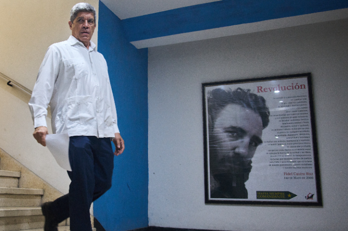 26일(현지시간) 미국 고속정 침범 사건 성명 발표한 쿠바 외교부 차관. 연합뉴스