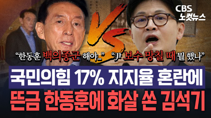절윤, 지지율 하락…당 혼란에 '뜬금' 한동훈 저격[노컷브이]