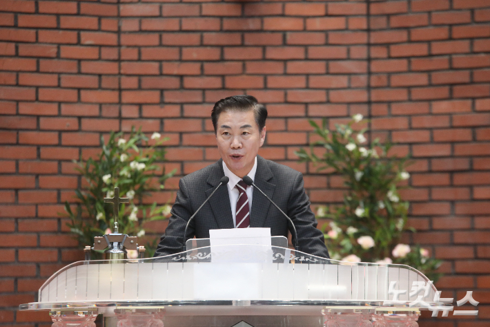 전북CBS 이균형 대표가 삼일절 기념식에서 인사를 전하고 있다. 최화랑 기자