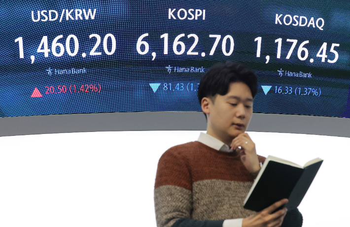 코스피는 하락, 환율은 상승. 연합뉴스