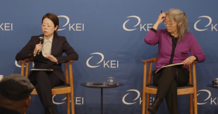 3일(현지시간) KEI가 주최한 '미국의 새로운 국방 전략과 인도·태평양에의 의미' 세미나에서 패널들이 대화를 이어가고 있다. KEI 영상 캡처
