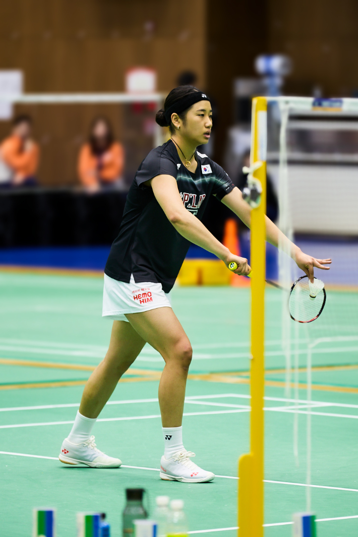 새 유니폼을 입고 훈련 중인 안세영. 협회 