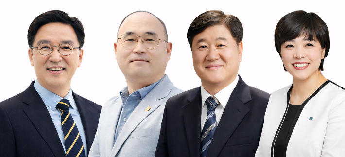 더불어민주당 동래구청장 후보로 거론되는 박성현 전 지역위원장과 탁영일 동래구의회 의장, 김우룡 전 동래구청장, 주순의 전 동래구의회 의장.(사진은 왼쪽부터) 민주당 제공