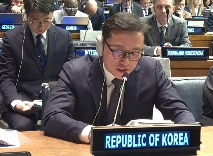 제57차 유엔통계위원회 본회의에서 발언하는 양순필 기획조정관. 국가데이터처 제공