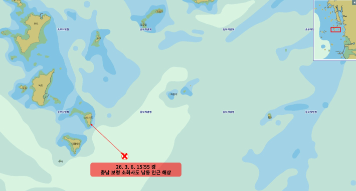 어선 침몰 위치. 보령해경 제공