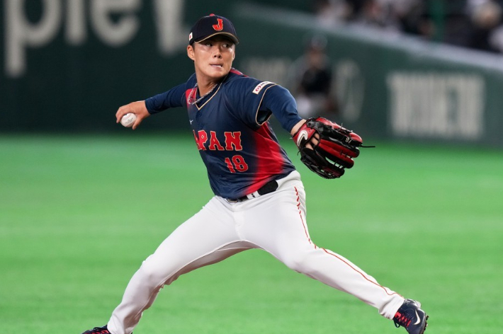 일본 에이스 야마모토의 투구 모습. 연합뉴스 