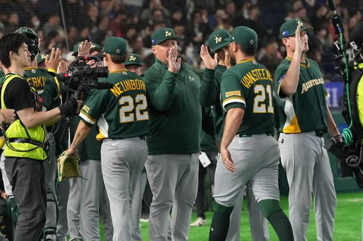 대만을 완파하고, 일본과도 접전을 벌인 호주 야구 대표팀. 연합뉴스 