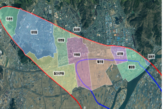 김해공항 소음 등고선 일부. 김해시 제공