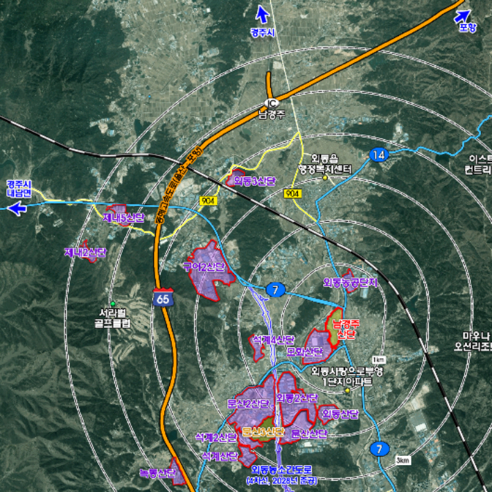 경주시 외동 문화선도산단 공모 대상 산업단지 위치도. 경주시 제공