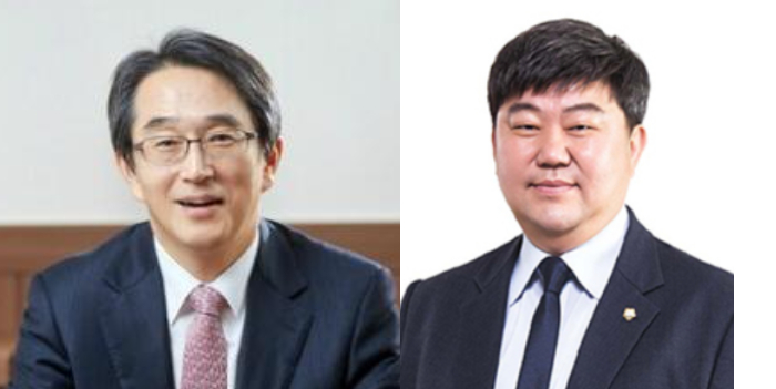 더불어민주당 부산 사하구청장 선거에 도전장을 내민 김태석 전 사하구청장(왼쪽)과 전원석 시의원(오른쪽). 더불어민주당 제공