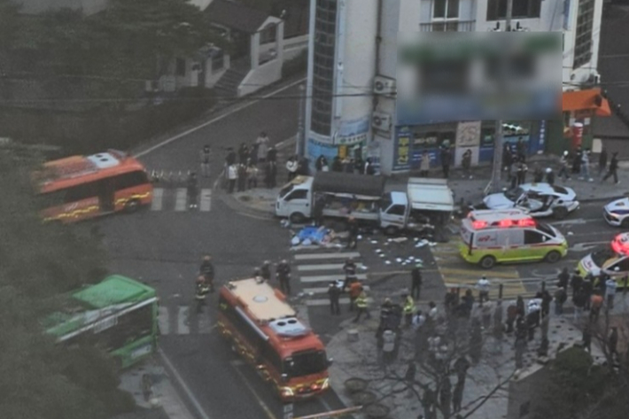 서울 강서구 4중 추돌사고 현장. 연합뉴스