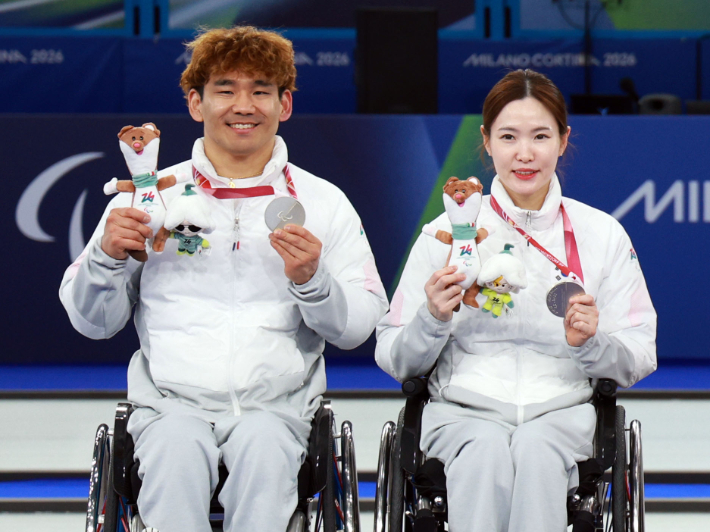 백혜진(왼쪽)-이용석 조. 연합뉴스