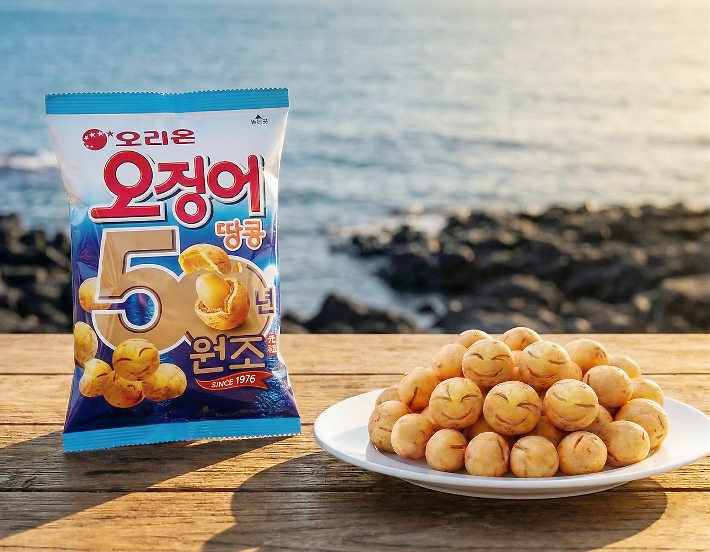 오리온은 '오징어땅콩' 출시 50주년을 맞아 포장을 새단장한다. 오리온 제공