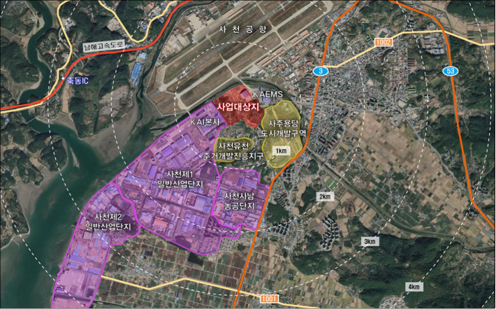 항공MRO 산업단지 위치도. 사천시청 제공