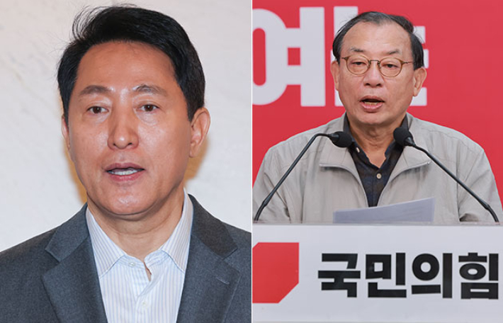 오세훈 서울시장·국민의힘 이정현 공천관리위원장. 연합뉴스