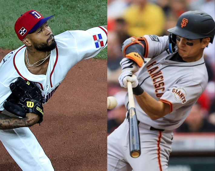 도미니카공화국 크리스토페르 산체스(사진 왼쪽)과 메이저리그에서 활약하는 이정후의 모습. 연합뉴스