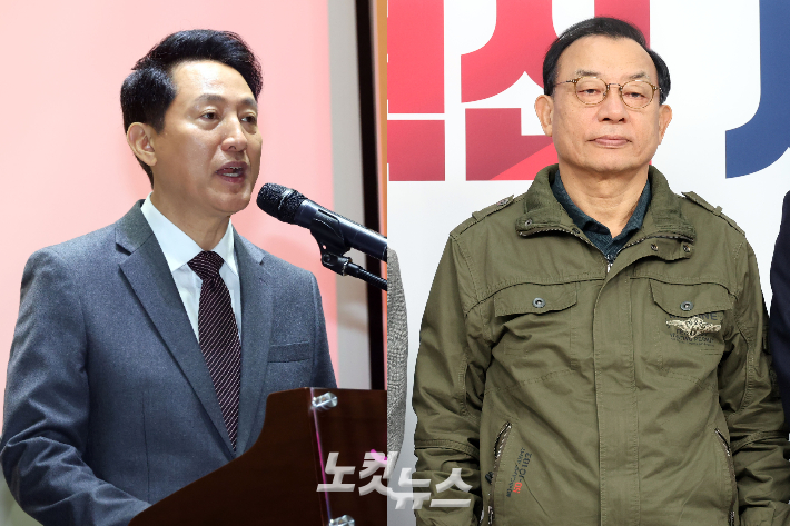 오세훈 서울시장과 국민의힘 이정현 공천관리위원장. 황진환, 윤창원 기자