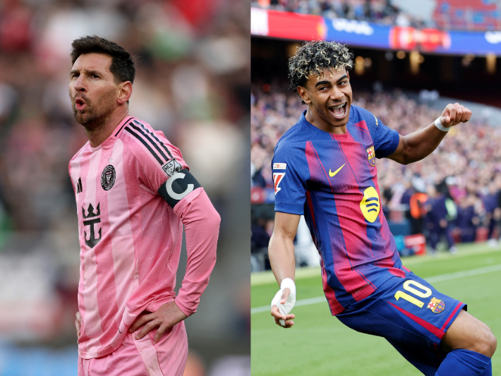 왼쪽부터 리오넬 메시, 라민 야말. 연합뉴스
