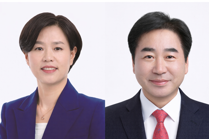 서은숙 더불어민주당 전 부산진구청장(왼쪽)과 김영욱 국민의힘 현 부산진구청장. 각 정당 측 제공