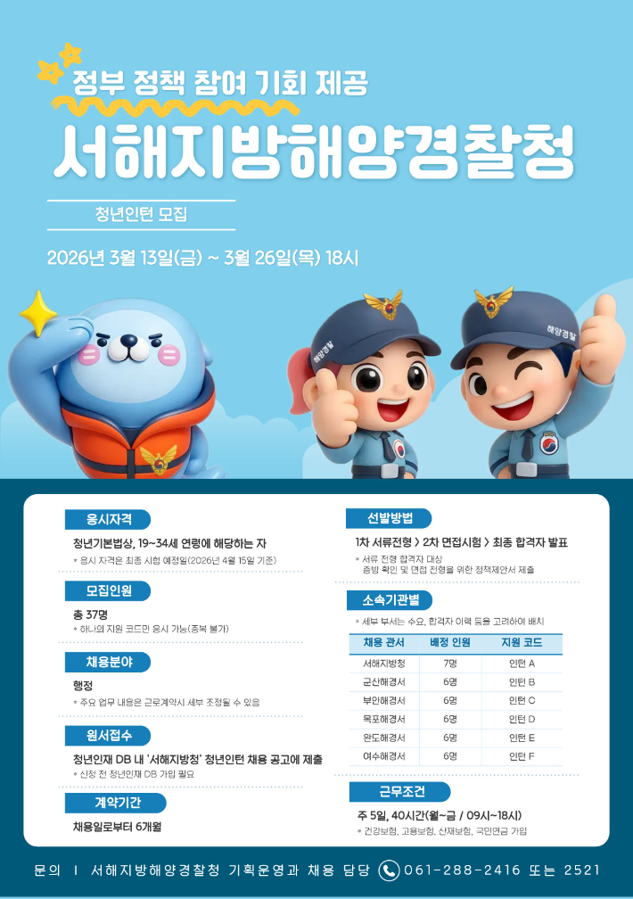 2026년 청년인턴 채용 리플릿. 여수해경 제공