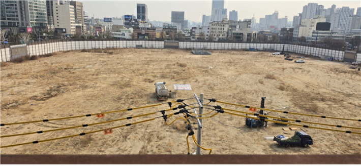 서울 세운4구역 매장유산 발굴현장 시추 모습. 국가유산청 제공