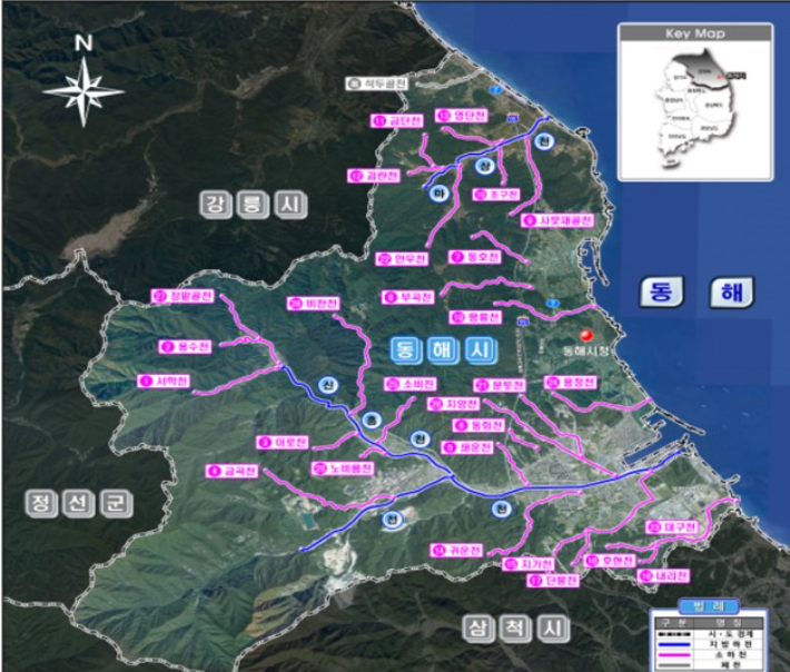 동해지역 하천. 동해시 제공