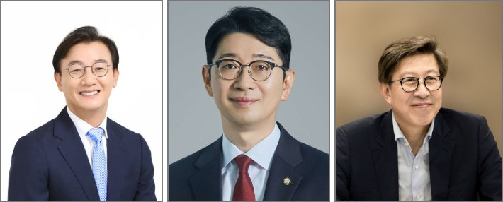 더불어민주당 전재수 의원(왼쪽), 국민의힘 주진우 해운대갑 의원, 박형준 부산시장(오른쪽). 각 정당 제공