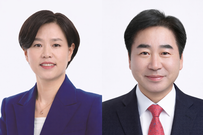 더불어민주당 서은숙 전 부산진구청장과 국민의힘 김영욱 현 부산진구청장. 각 정당 제공 