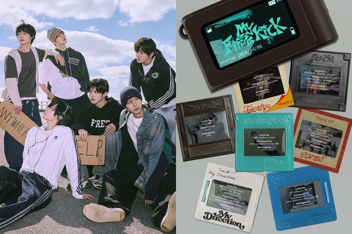 JYP 신인 보이그룹 킥플립이 오는 4월 6일 미니 4집 '마이 퍼스트 킥'으로 컴백한다. JYP엔터테인먼트 제공